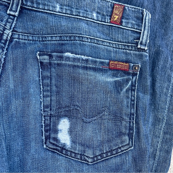 7 for ALL MANKIND Distressed Denim Bootcut Jeans Women's 28 Y2K inspired - Picture 10 of 13